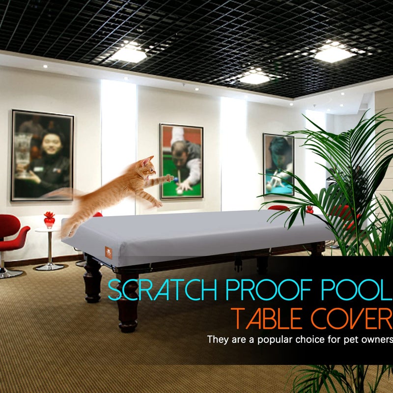 ClawsCover Pool Table Cover 8 Feet,Heavy Duty 600D Canvas Cloth,8 Foot Billiards Table Covers,Waterproof Tear-Resistant Scratch-Proof,Indoor Outdoor Protection Accessories, 100Lx56Wx8H Inch-Light Grey - Image 5